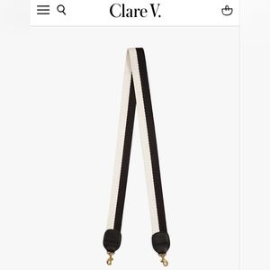 NEW Clare V. Adjustable Webbing Strap - Crossbody (Black and Cream)